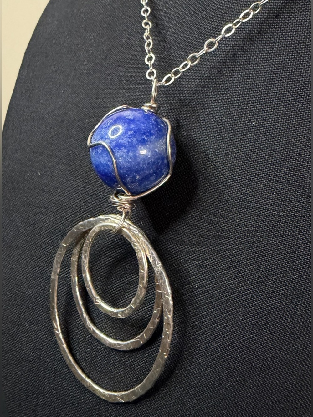 Sterling Silver Lapis Lazuli Argentium Artisan Hand Crafted Necklace